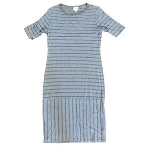 LuLaRoe Womens Simply Comfortable Stripe Stretch Bodycon Midi Julia Dress Size M